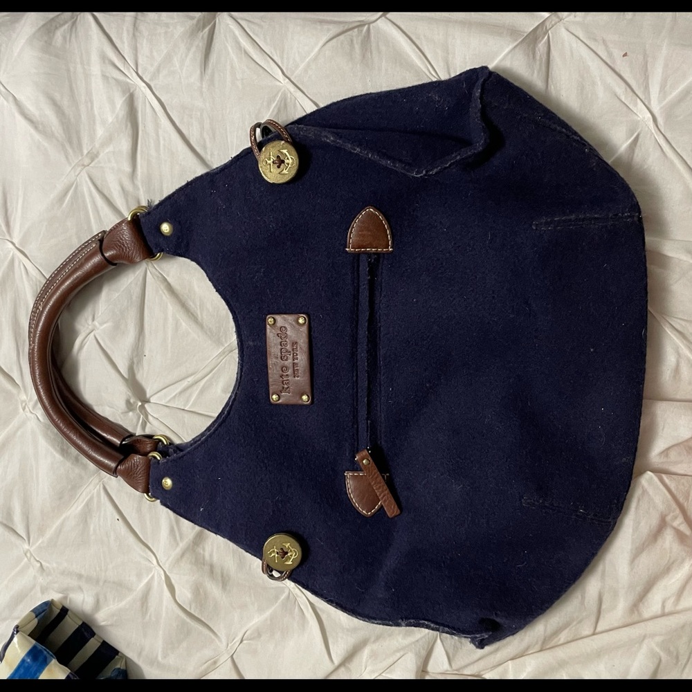 Kate Spade vintage, worsted wool with leather, nautical buttons, inside pockets